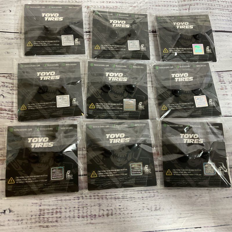Set of 9 Limited Edition LEEN CUSTOMS X TOYO TIRES Pins