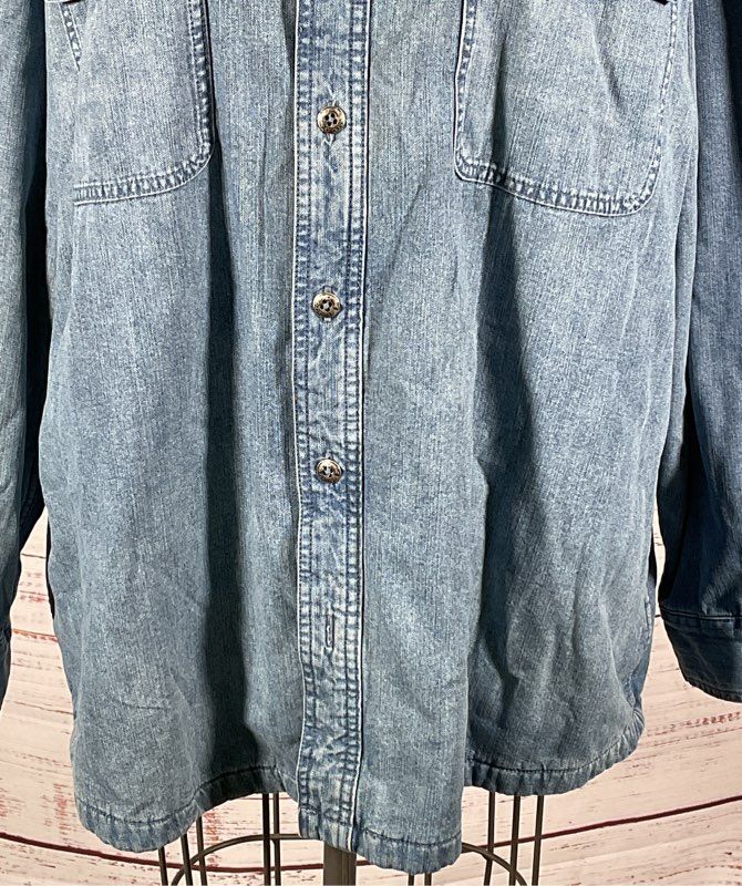 Orvis Men's Heavyweight Fleece Line Denim Shirt Blue XXL