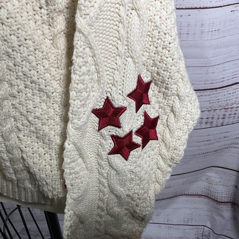 Taylor Swift Red Taylor's Version Embroidered Star Chunky Knit Cardigan sz XL/2X