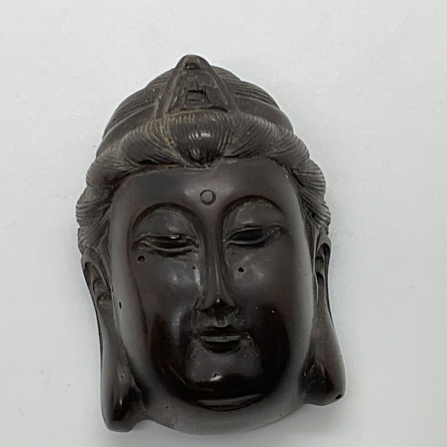 VTG./ANTIQUE Dark Wood Carved Japanese Kannon Netsuke- 1 7/8"