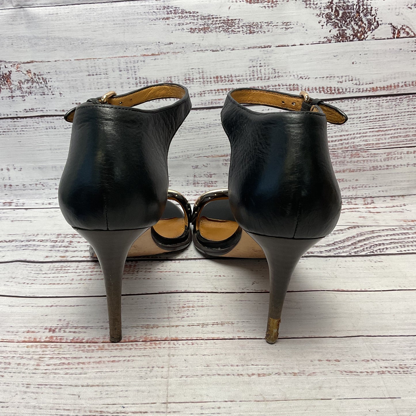 Coach Isabella Mill Feather Brown Leather Pump Heel Women 9 As-Is