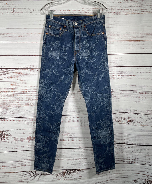 Levi's Farmgirl Flowers 501 Floral Print Skinny Jeans Blue W27 L32