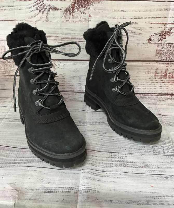 NWOB Women's Timberland Black Nubuck Shearling Boots Size 7