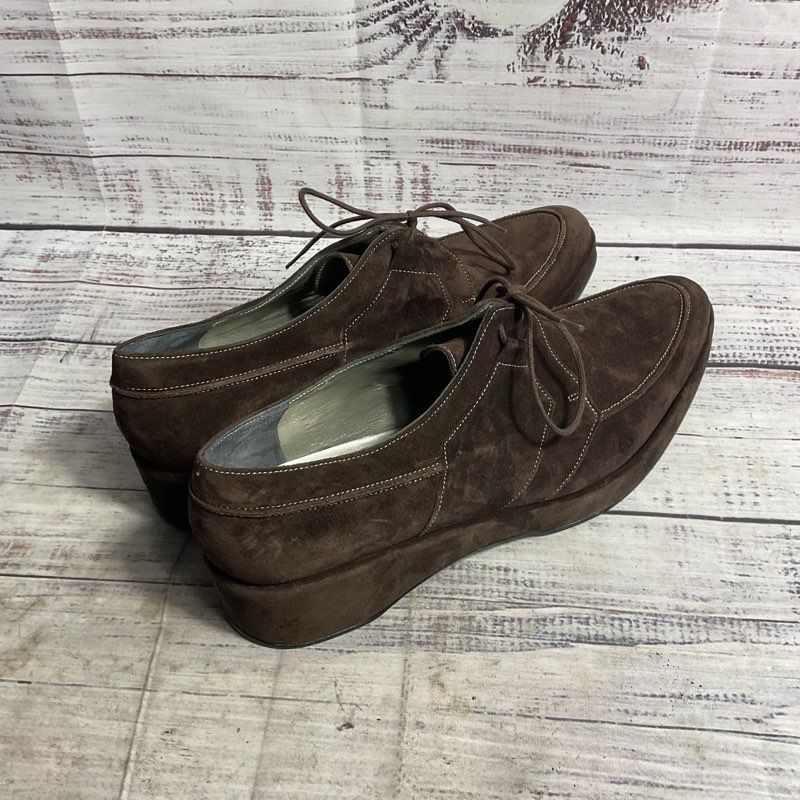 Robert Clergerie Brown Suede Wedge Oxford Casual Shoe Women's Size 10.5 US