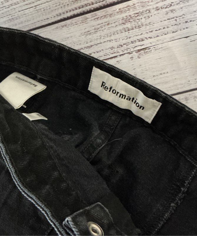 Women's Reformation Thames Elle double snap Jeans in Black Size 25