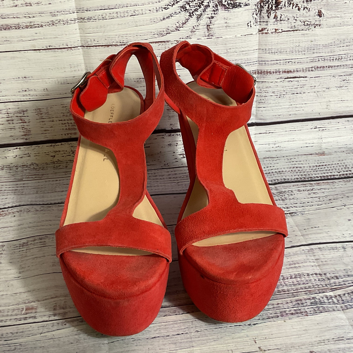 LOEFFLER RANDALL Women's Red Suede Minette Platform Heel Shoes- SZ 6