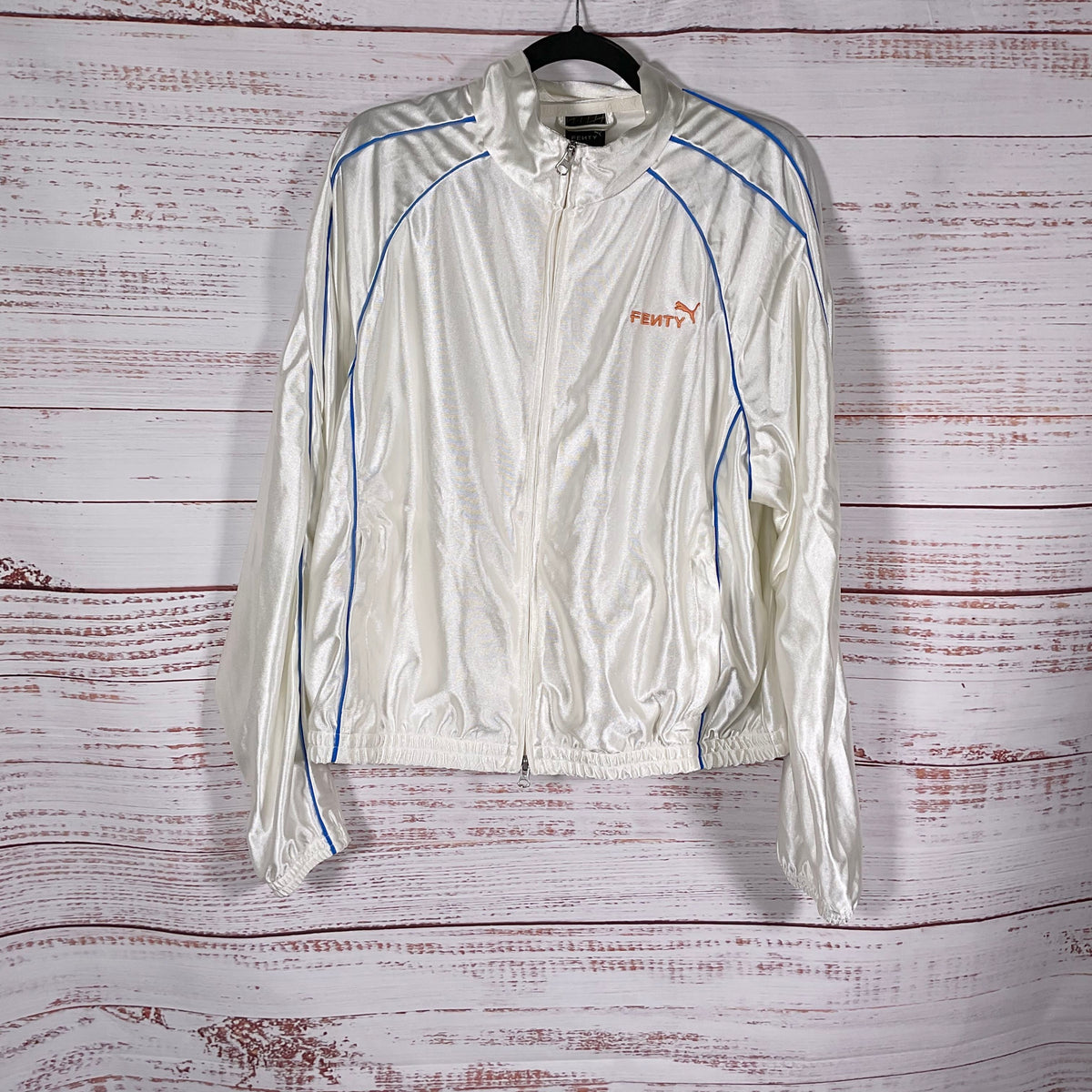 FENTY X Puma T7 White Blue Piping Track Jacket - Size M