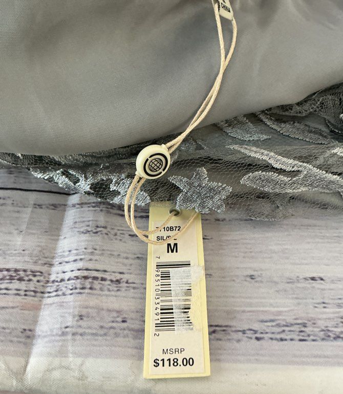 NWT Women's One Shoulder Max Studio Silver Top Size M