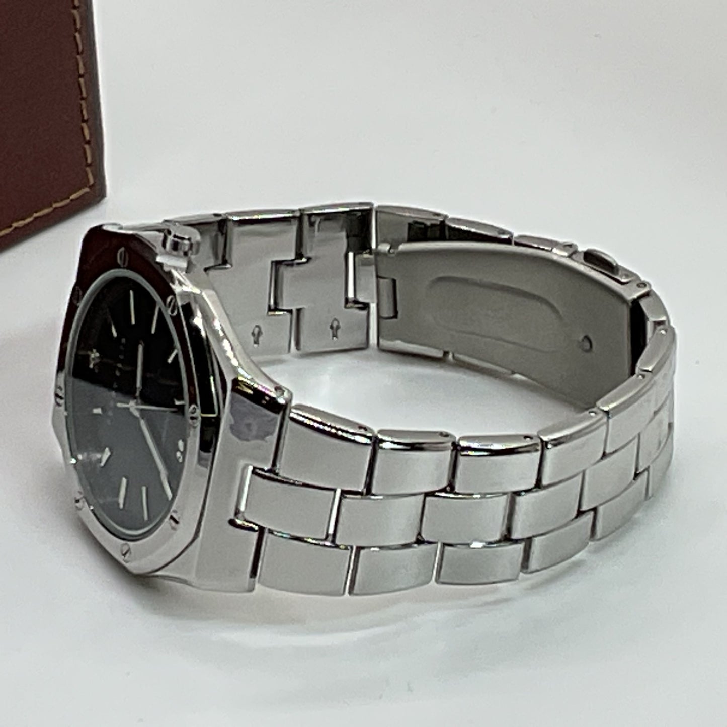 NOB PERRY ELLIS Ultra Thin Diamond Accent Men's Stainless Watch- 7.75"