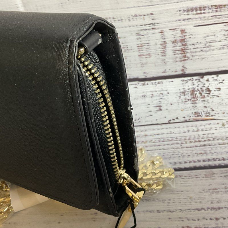 NWD NICOLE LEE USA Women's Black Leather Chain Strap Crossbody Bag- (DEFECT)