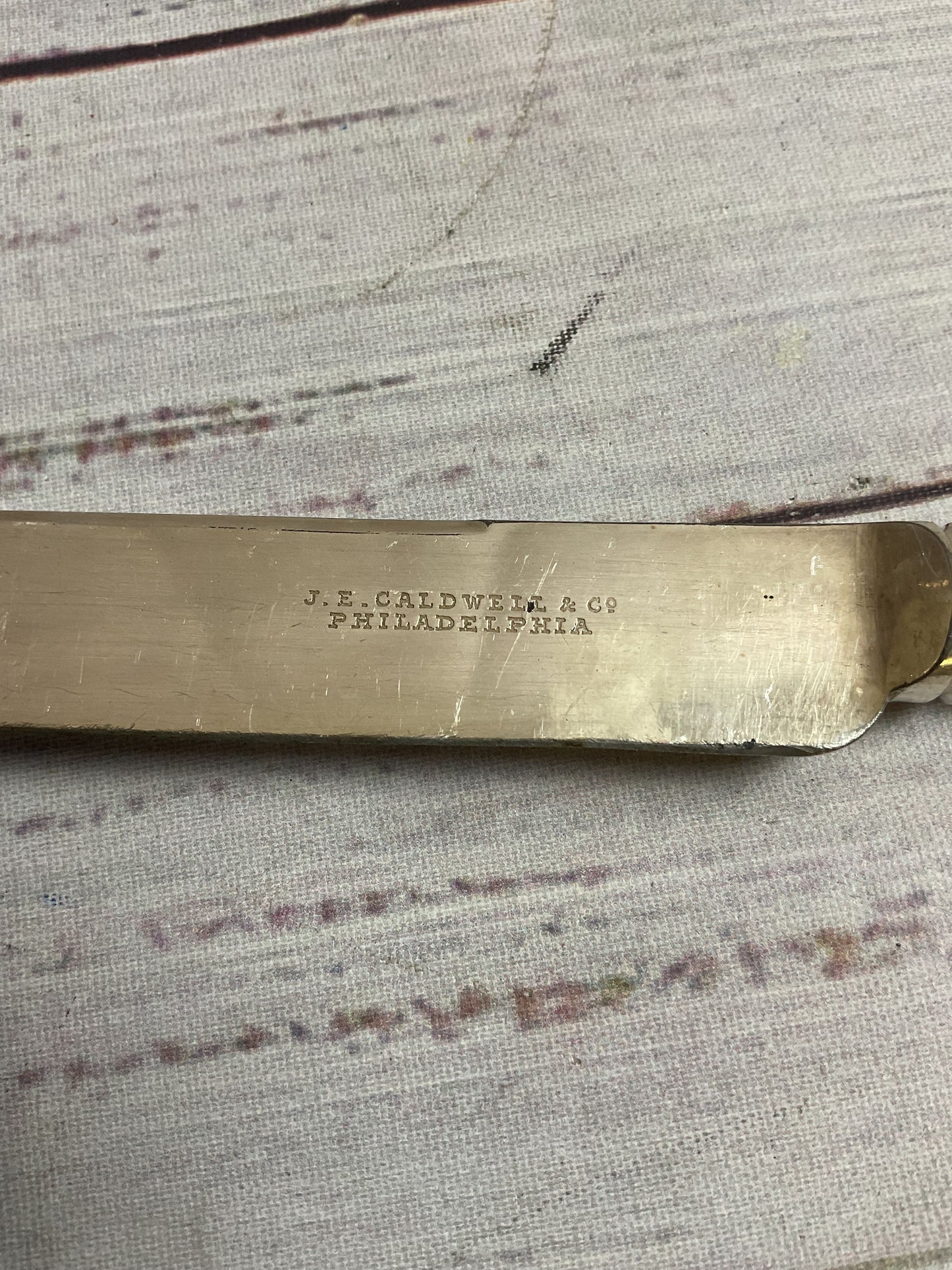 J.E. Caldwell Sterling Silver Mother Of Pearl Handle Set of 9 Dessert Knives