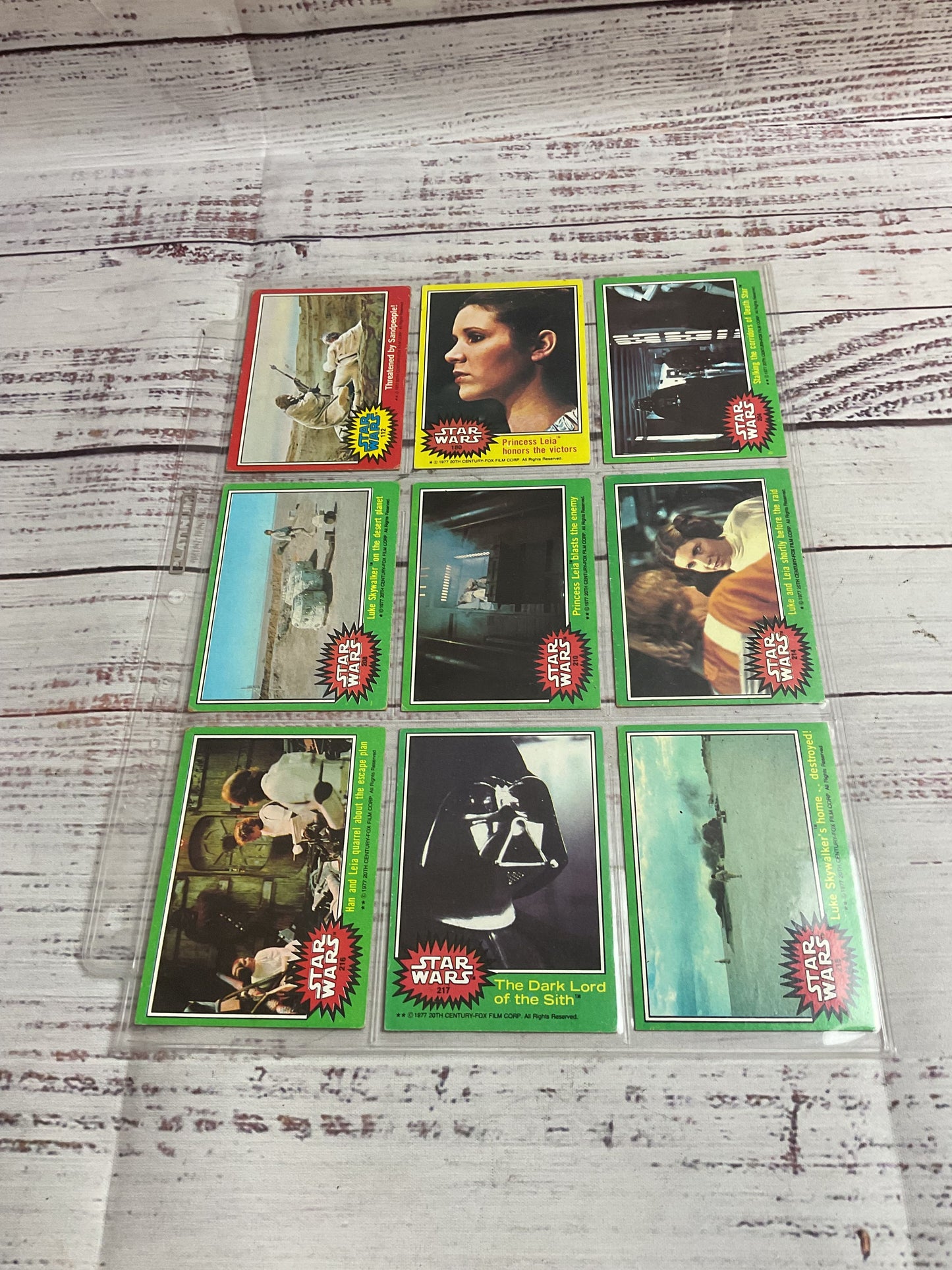 Vintage 1977 Star Wars Trading Cards Green Red Yellow