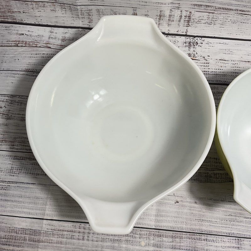 Two Pyrex Glass Cinderella Mixing Bowls 4 Qt & 2.5 Qt Autumn Floral, Verde Green