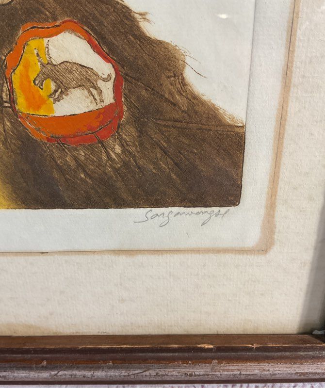 Pote Sangawongse BANGKOK THAILAND Hand Colored Etching Print Signed & Framed