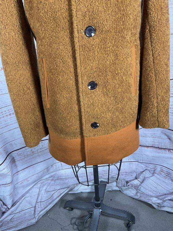 Scotch & Soda Women's Light Brown Wool Blend Fleece Button Overcoat Size M