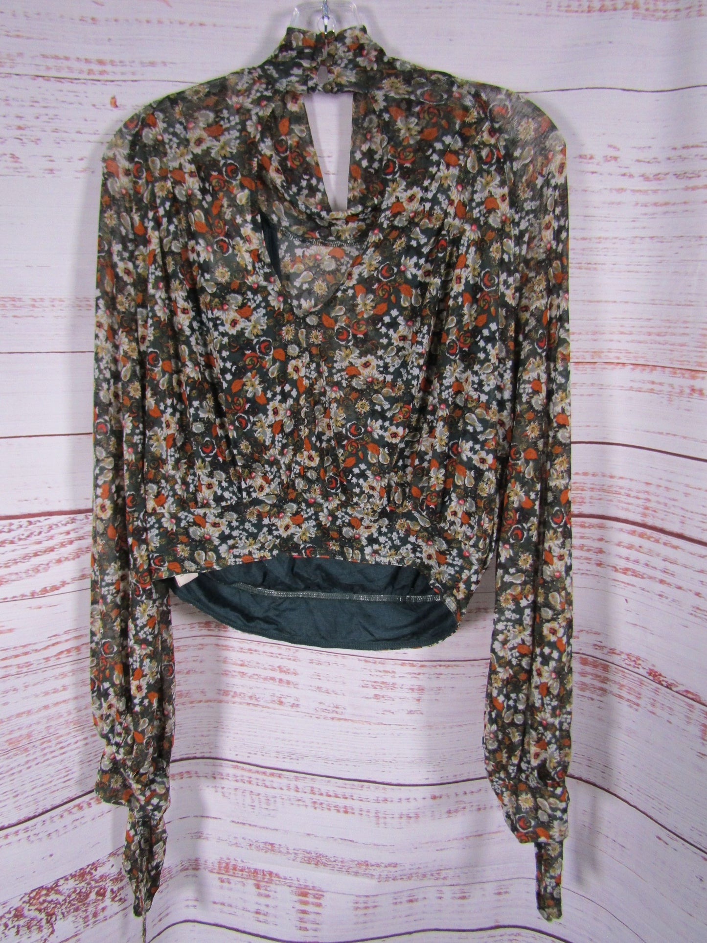 Free People All Dolled Up Women's Jade Combo Multi-Color Blouse Size Size L