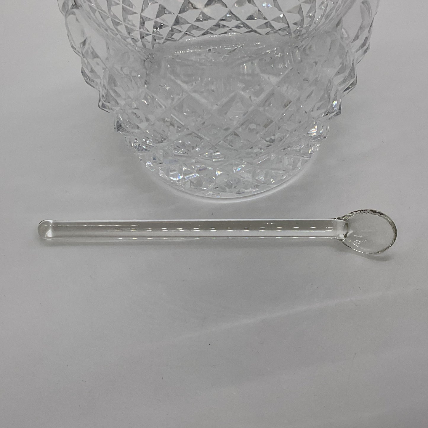 WATERFORD Etched Crystal Jam Jar with Spoon- 6"