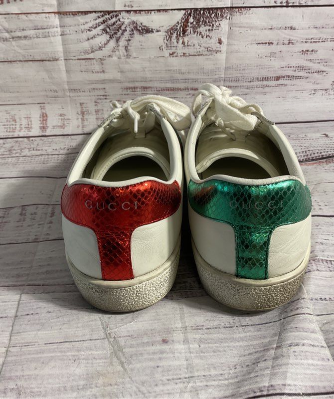 Gucci GG ACE 429446 Men's Sneakers White Leather Size 11 US/44.5 Bee Embroidered