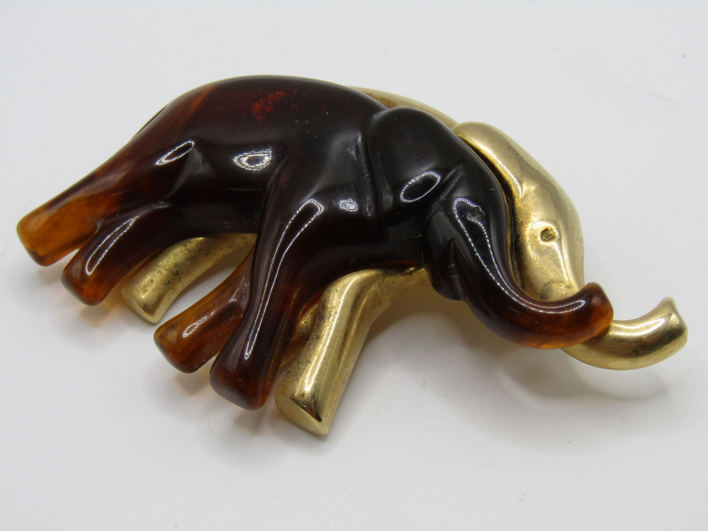Liz Claiborne Gold Plated Resin Elephant Brooch Pin