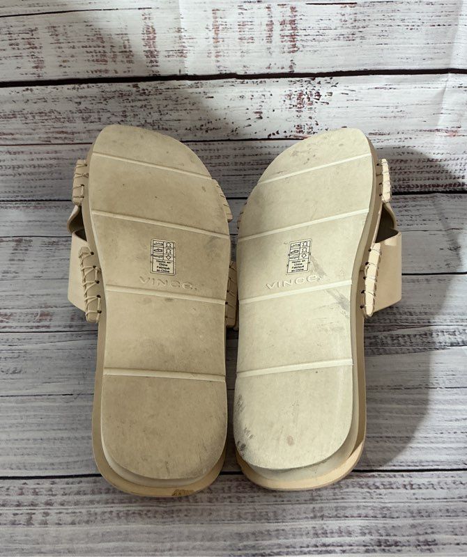 Vince Cream Nico Slide Leather Sandal Size 10