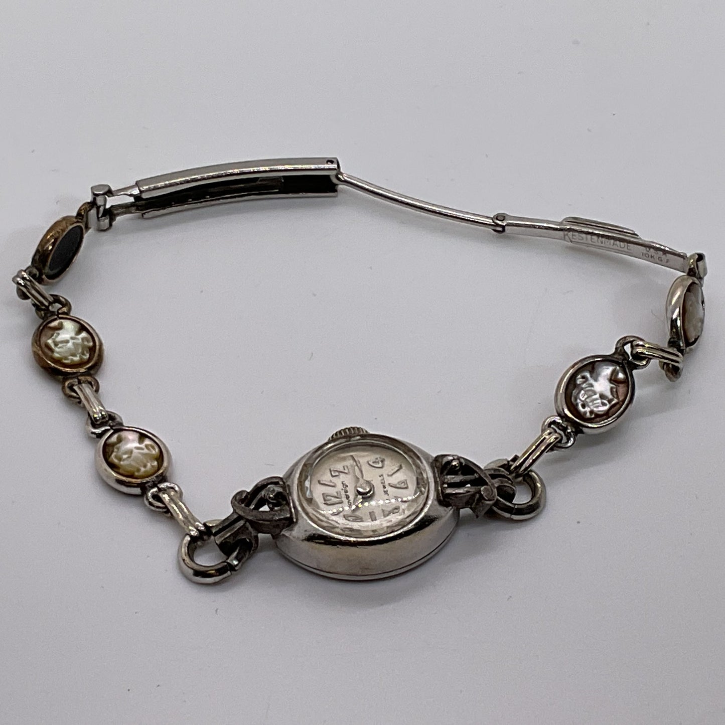 VTG. SOVEREIGN 10K RGP with Kestenmade Cameo Band Watch- WORKS GREAT!!!!