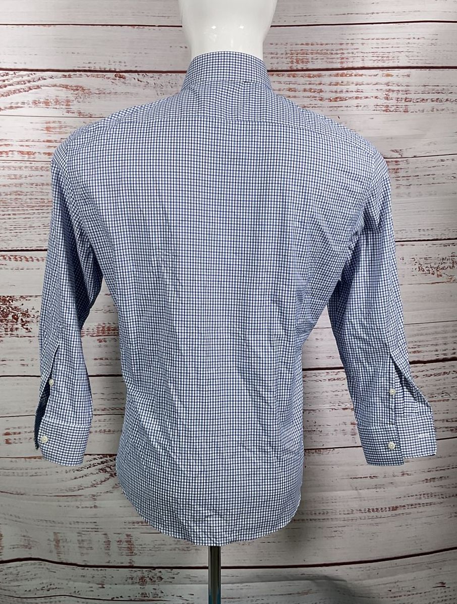 Liberty Shirt Co Check Patterned 3/4 Sleeve Shirt Blue