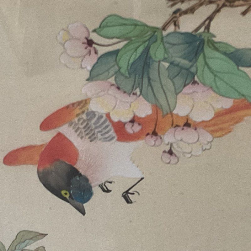 VTG. Asian "Longevity Yongchang" Silk Painting - FRAMED 45" X 23"
