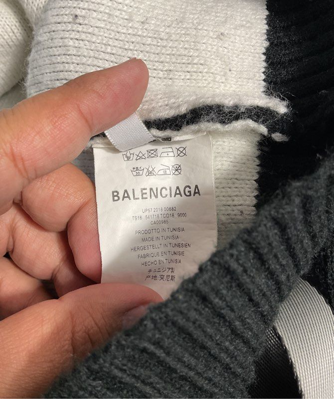Balenciaga Sweater All Over Logo Wool Knit Pullover Size XL Black