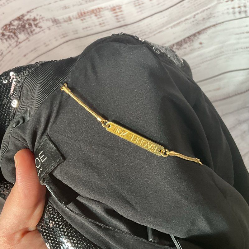 NWT Rachel Zoe Cassie Black Sequin Moto Jacket - Size 0 MSRP >$250 *DAMAGED*