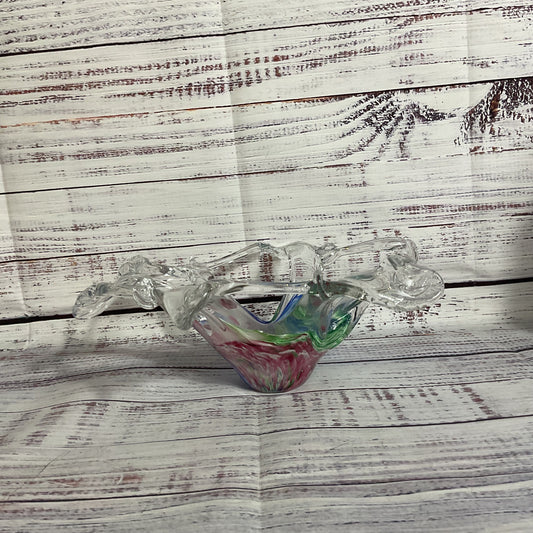 VTG. Murano Glass Pierced Starfish Shape Decorative Bowl- 3.25" x 9"