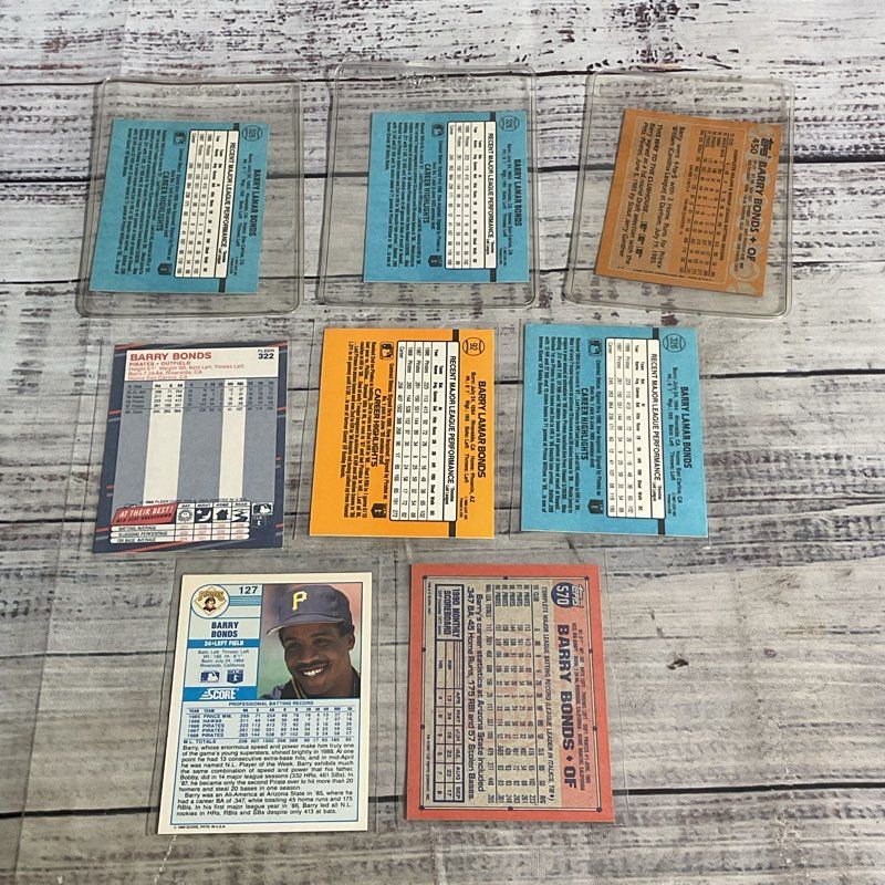 Lot Of 8 VTG Barry Bonds Baseball Cards Donruss Topps Fleer Score Ungraded