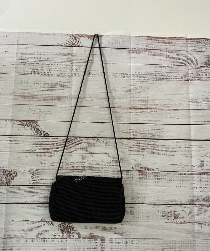Women's Vintage Bonwit Teller Black Beaded Handbag
