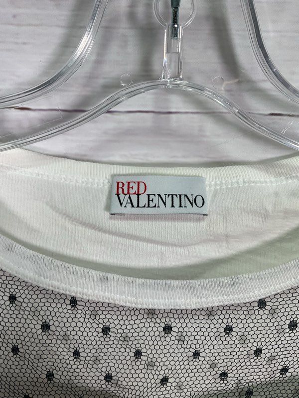 Red Valentino Women's Black Bowtie Lace Top White Shirt Size XS