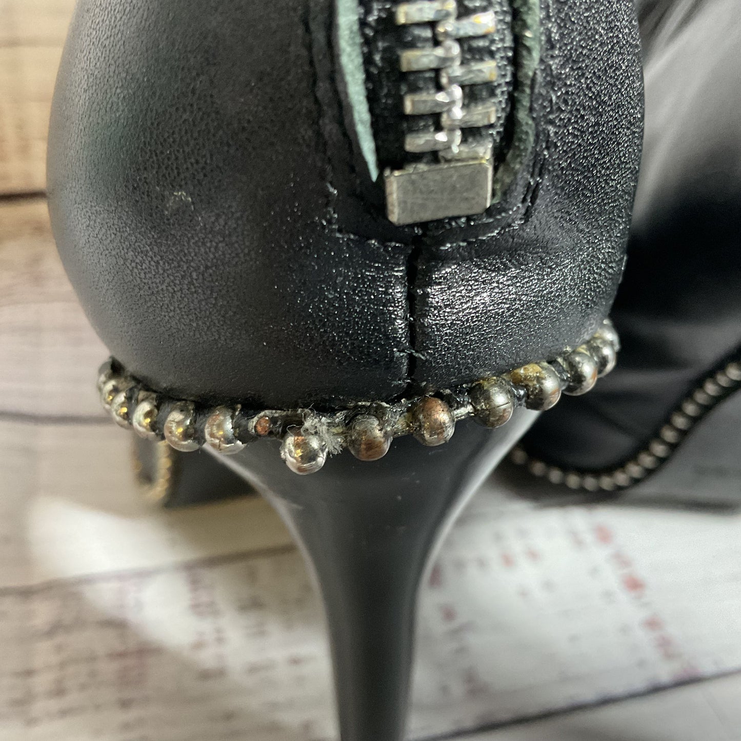 ALEXANDER WANG Eri Women's Black Studded Pointy Back Zip Booties/Boots- SZ 39