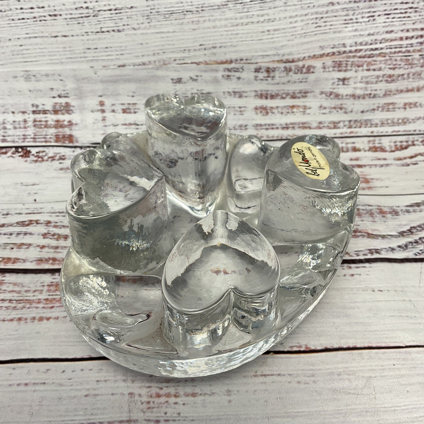 Bel Mondo Heart Shaped Art Glass Tea Light Candle Tea Pot Coffee Warmer