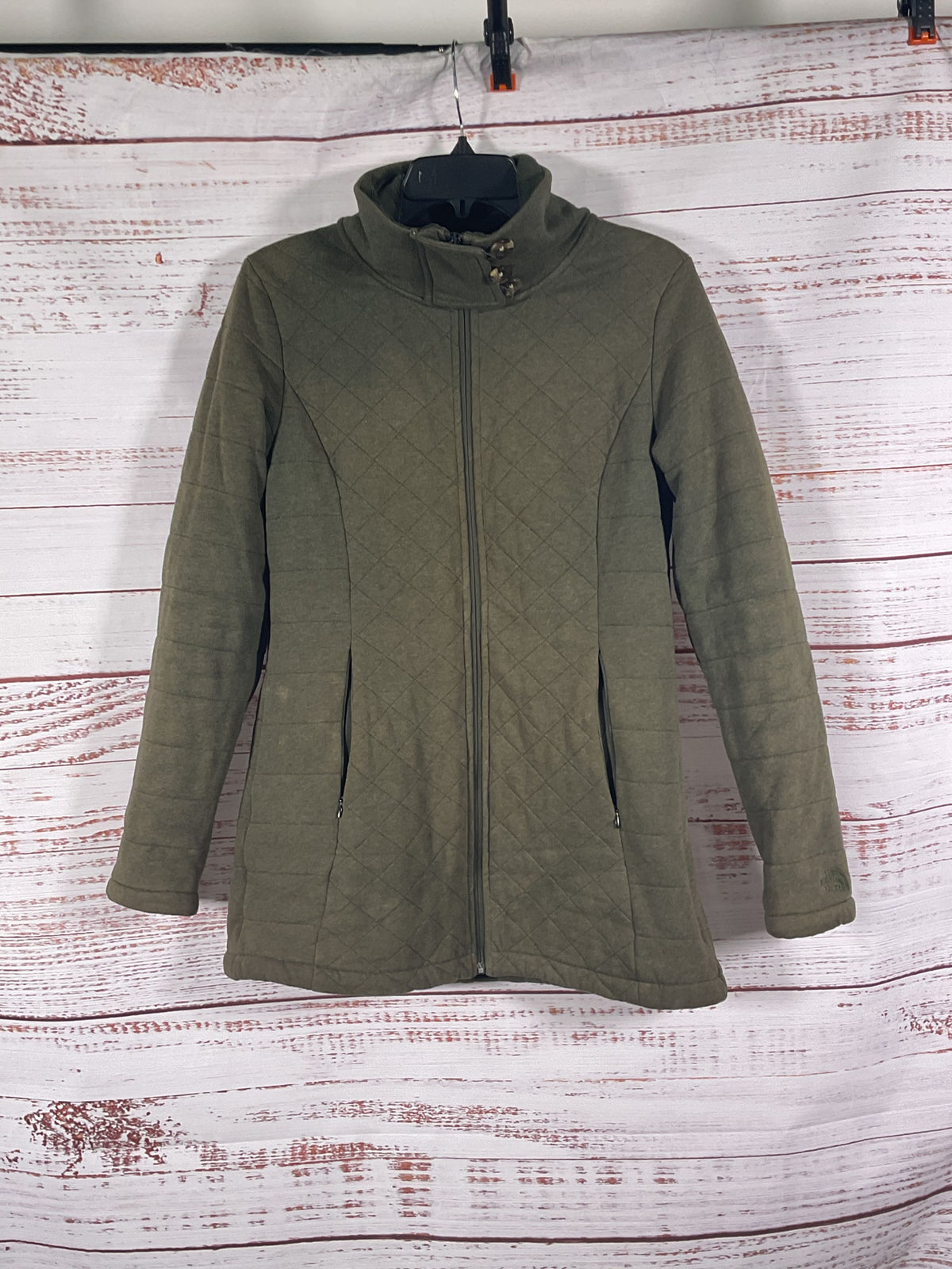 North Face Green Fleece Lined Quilted Jacket - Size M