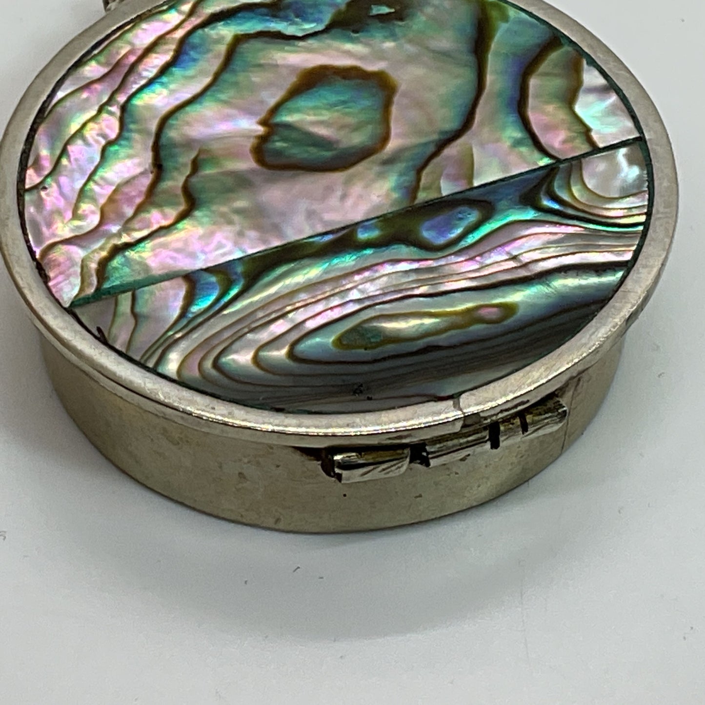 VTG. ALPACA Mexico Abalone Inlay Pill Box- 1.75"