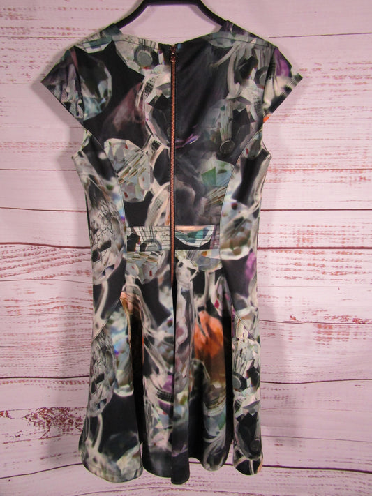 Ted Baker Ullia Women's Multi-Color Jewel Print Pleated Skater Dress Size 8