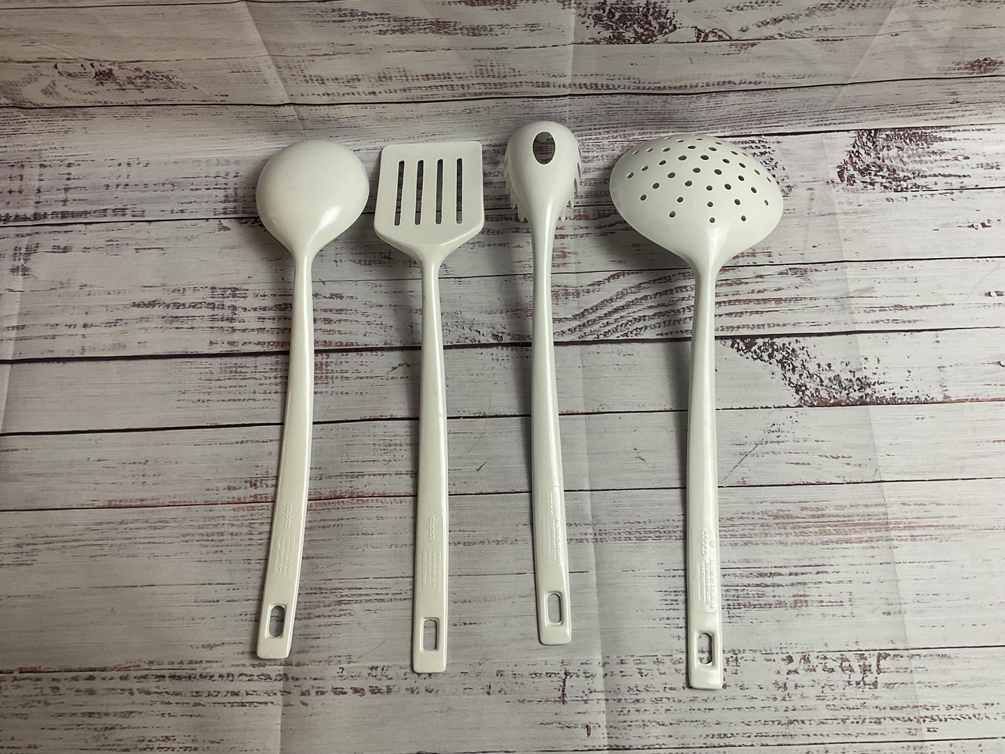 Copco Set Of 4 White Serving Utensils Spatula Spoon Pasta