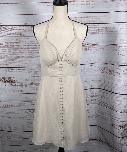 Azazie Button Detail Halter Top Dress Natural A8