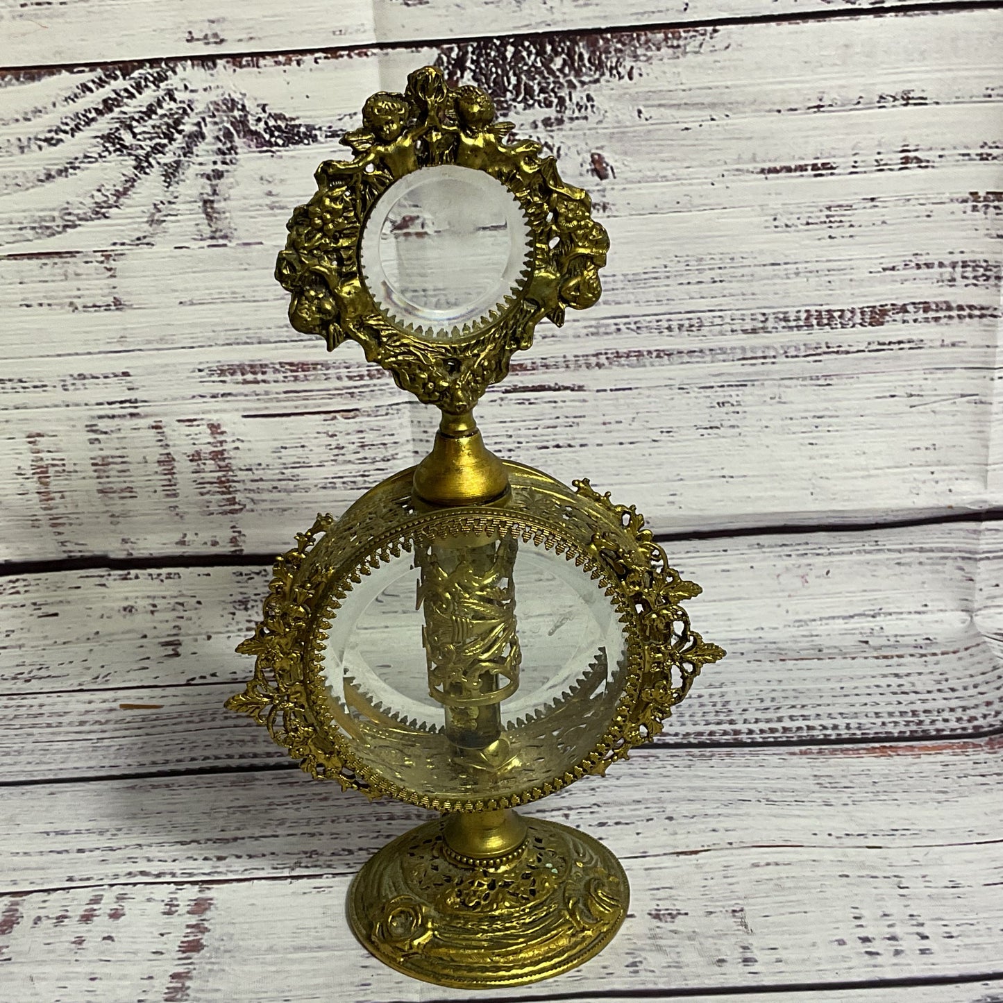 VTG./ANTIQUE MATSON?? Ormolu Filigree Perfume Bottle- 8"