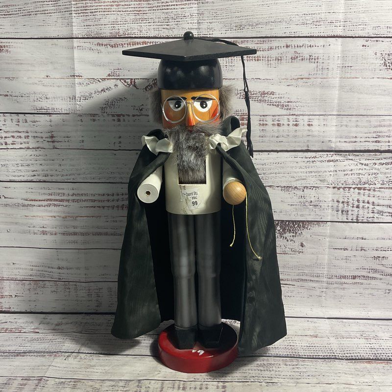 Original Steinbach Volkskunst Professor 16" Wooden Nutcracker Figure *DMG*