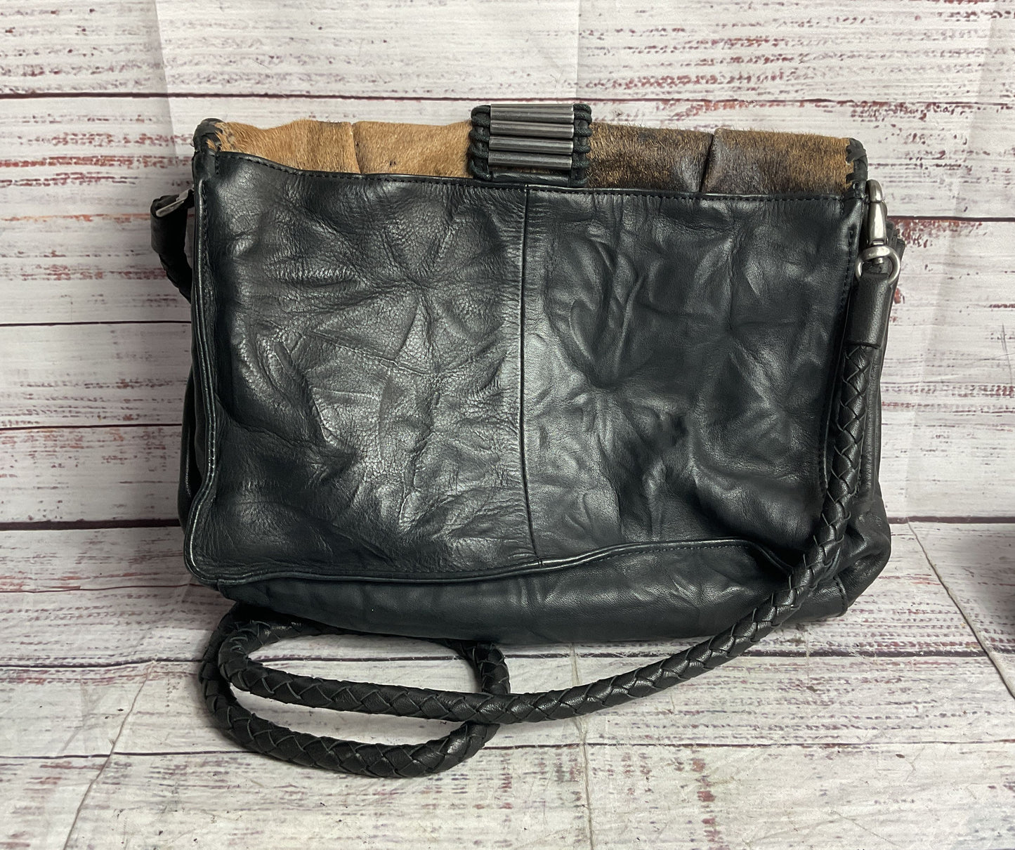 Women's ASH Brown & Black Cowhide Leather Crossbody Handbag GREAT CONDITION!!