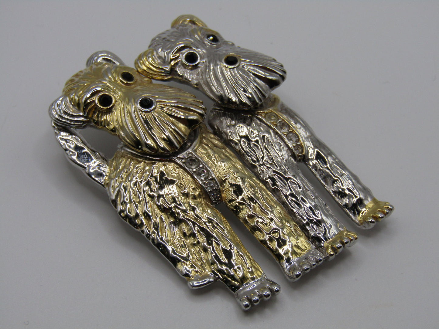 Silver & Gold Plated Articulated Terrier Dog Brooch Pin