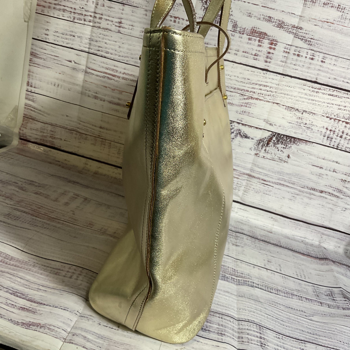 BRAHMIN Women's Metallic Gold Leather Tote Bag