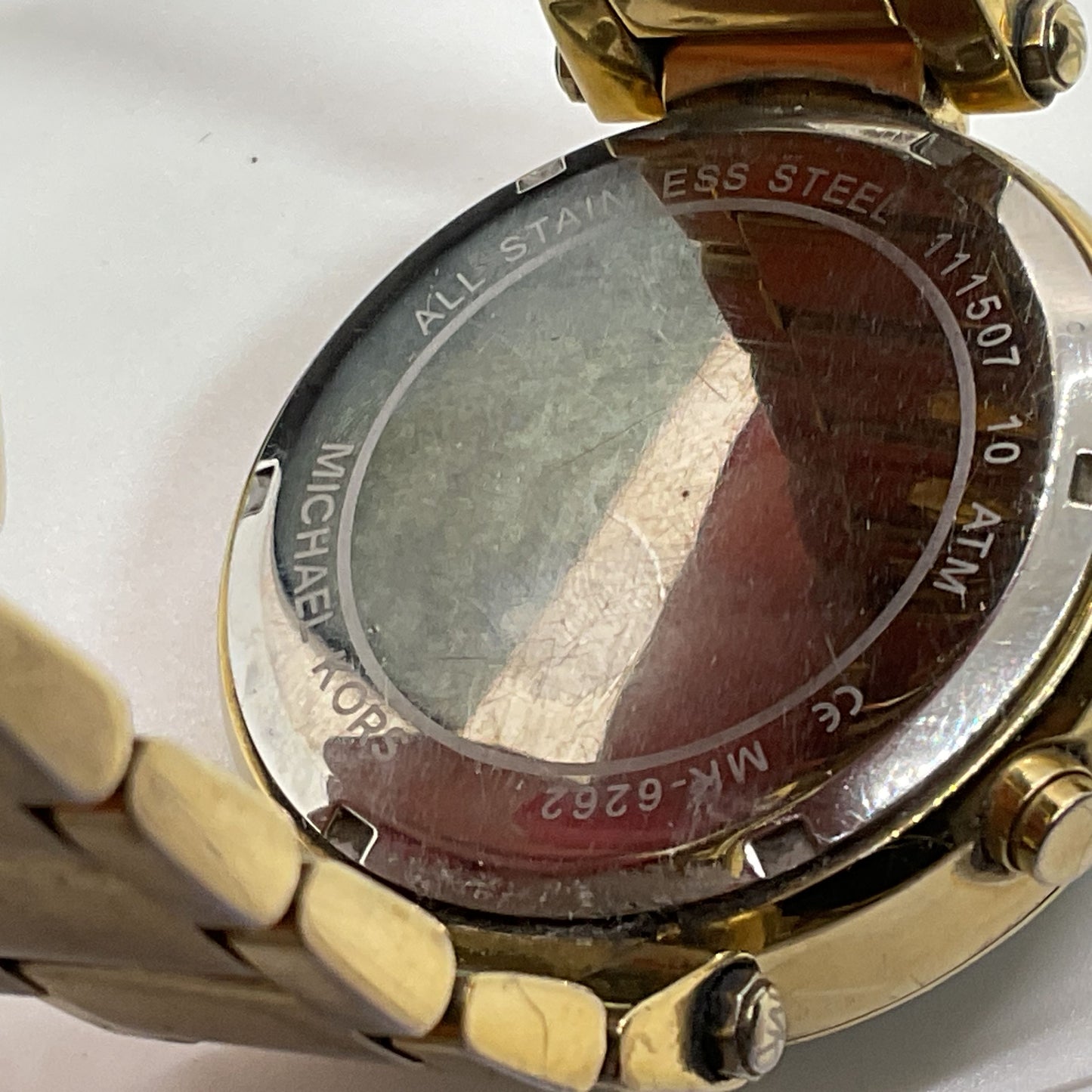 MICHAEL KORS MK6262 Gold Tone Rhinestone Blue Face Dial Watch- 6.75"