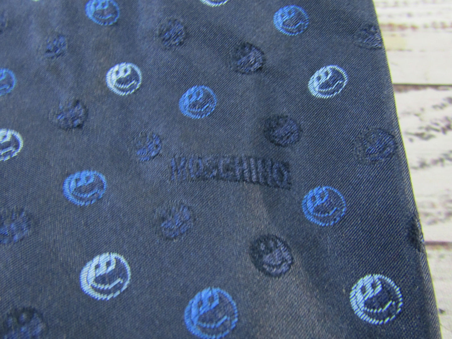 Moschino Men's Blue Bubbles Print Silk Tie Made in Italy
