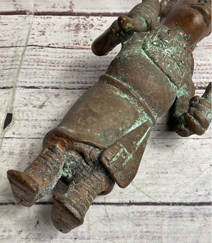 Vintage African Benin Nigerian Style 11" Sculptural Figurine Bronzed