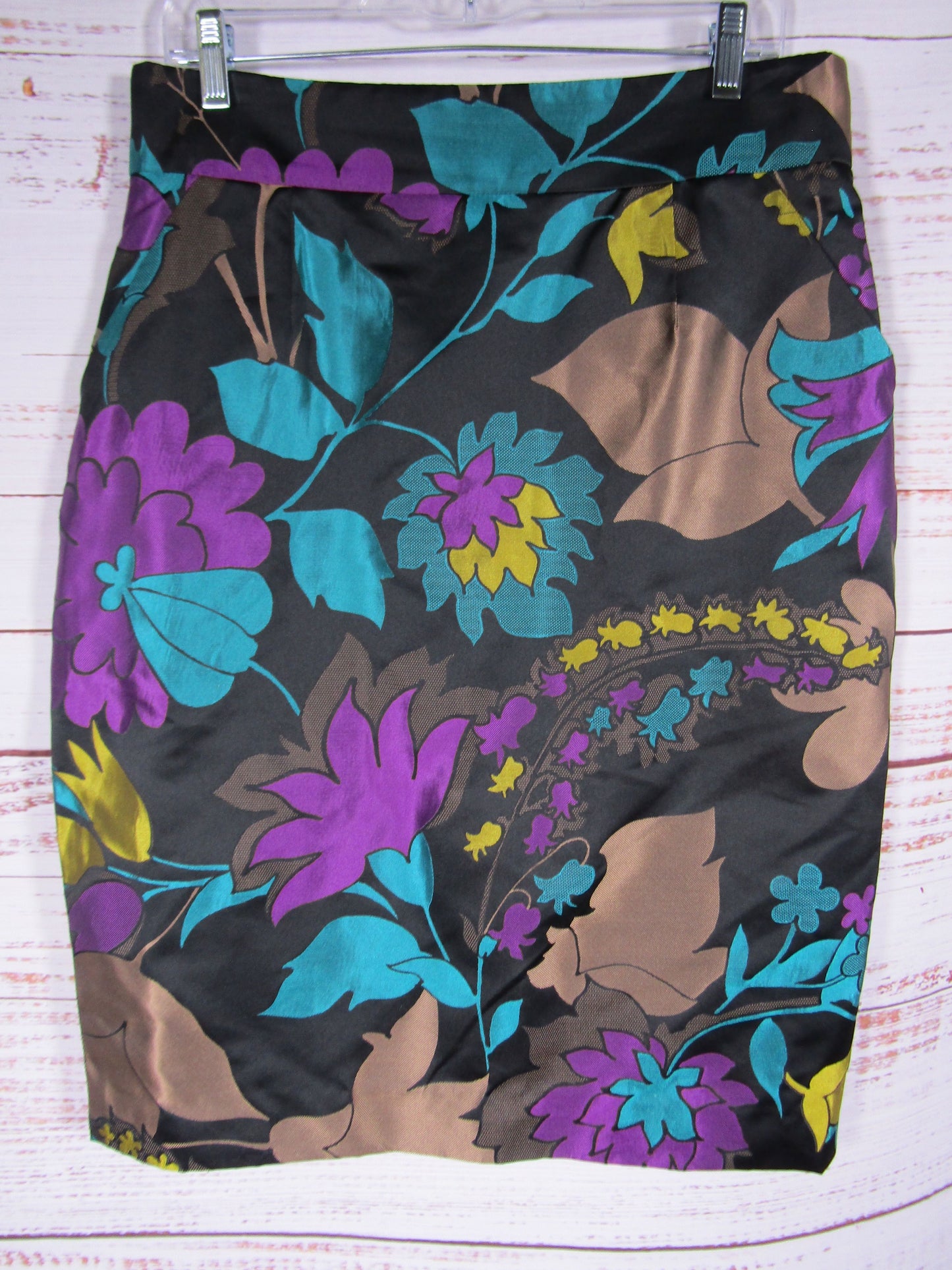 Escada Women's Multi-Color Floral Silk Blend Pencil Skirt Size 42
