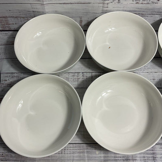 Six (6) St. James Hankook Super Strong Bone Fine China White Floral Trim Bowls